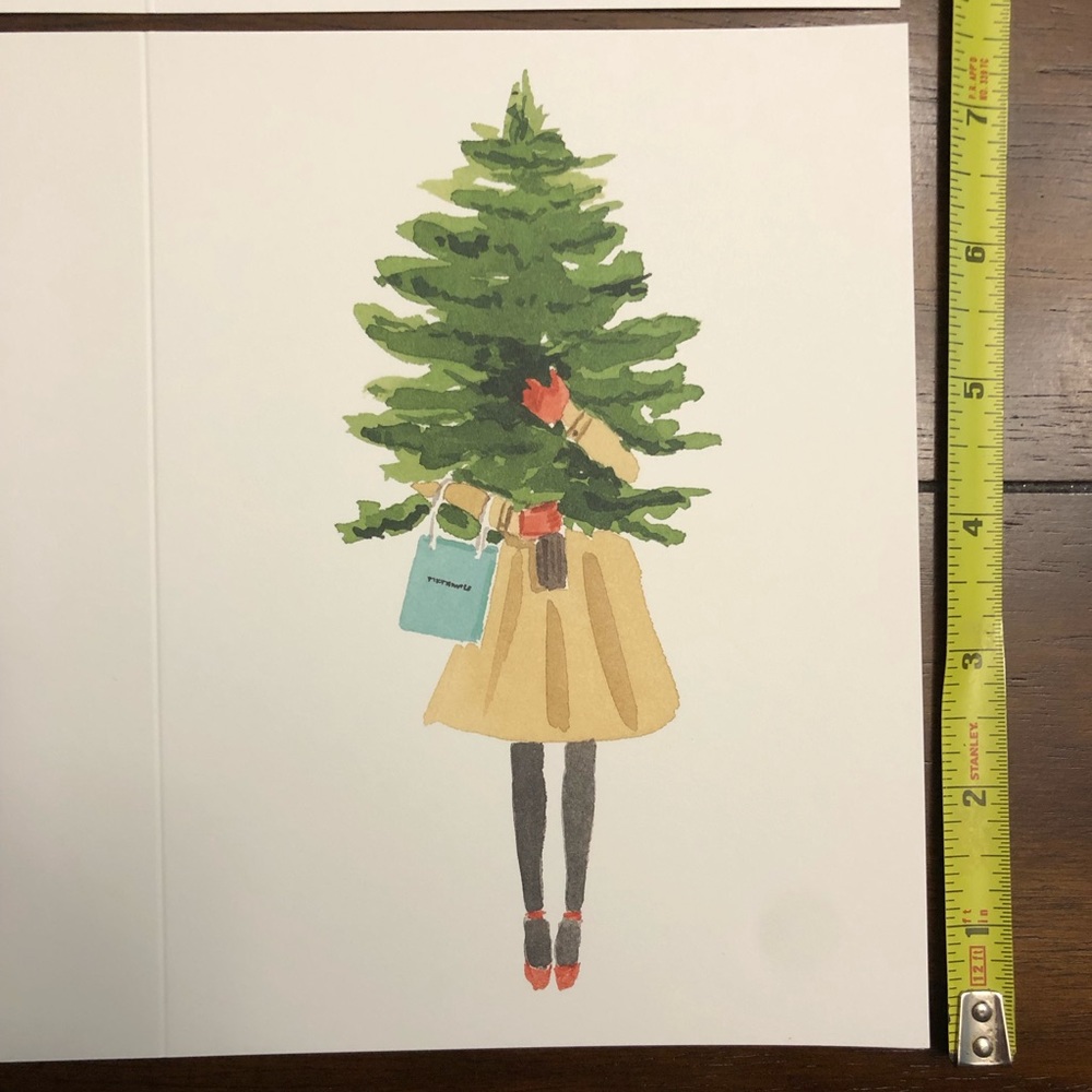 Set of 8 Tiffany Christmas Cards - Girl with Tree - Picture 4 of 9